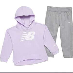 New Balance Grey and Purple Logo Hoodie and leggings Set SZ/ infant-24